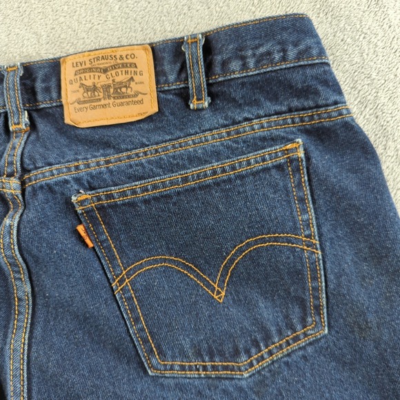 Vintage Levis Orange Tab Jeans Mens 38 (Fits 34x27) Blue Dark Wash Straight - Picture 5 of 13